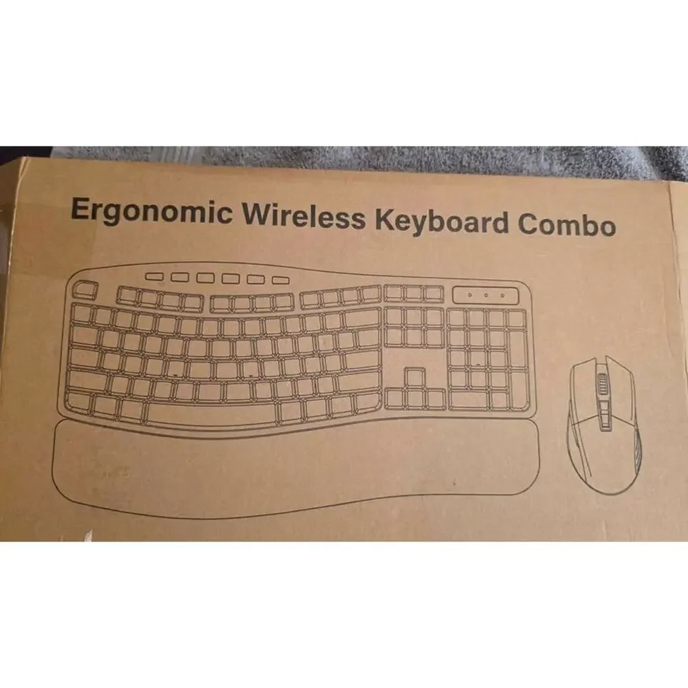 2.4G Ergonomic Wireless Keyboard and Mouse Combo PC441A Cushioned Palm Rest